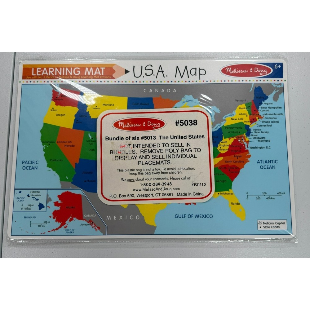 Melissa & Doug USA Map Learning Mat NEW Sealed Lot of 6 #5013 #5038